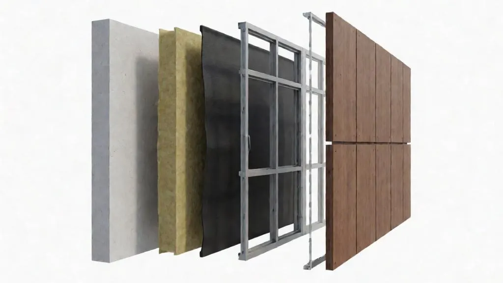 How a ventilated facade works: layers, air gap and subframe