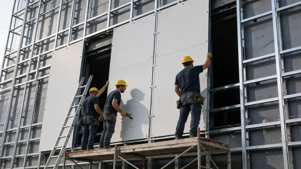 Installation sequence and quality control of a ventilated facade