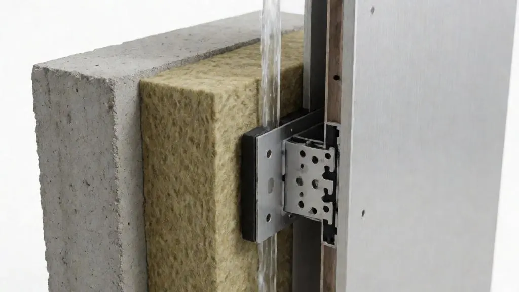 Thermal calculation of a ventilated facade in Georgia: U-values, bridges and insulation thickness