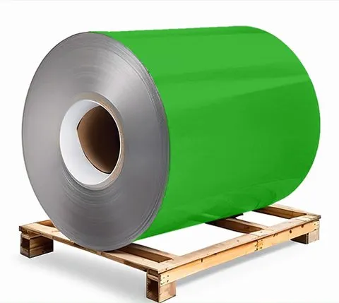 Galvanised steel 0.5×1250×3000 mm RAL 6018 Light Green, primer on reverse side / protective film